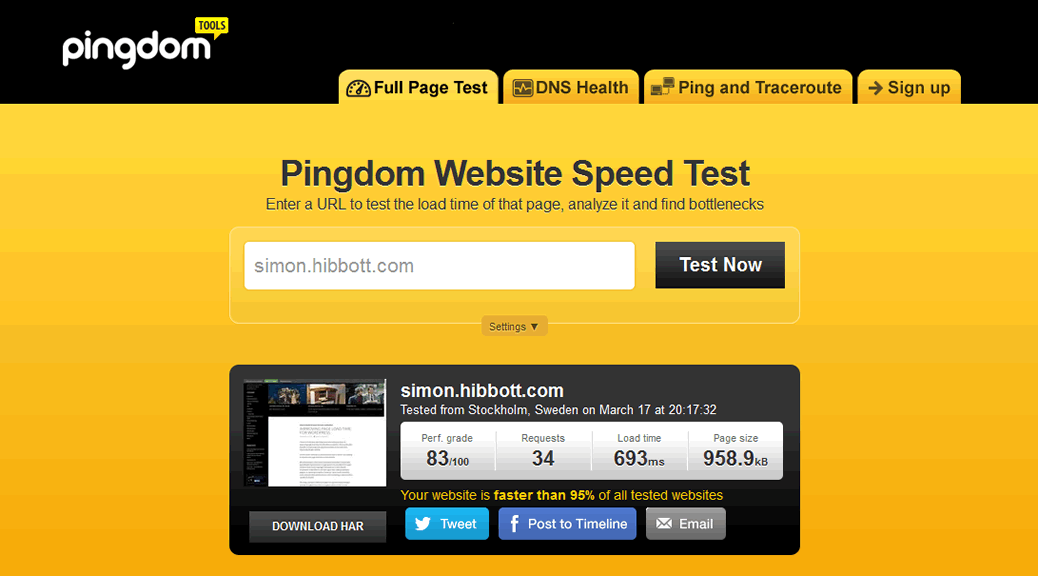 Pingdom Website Speed Test